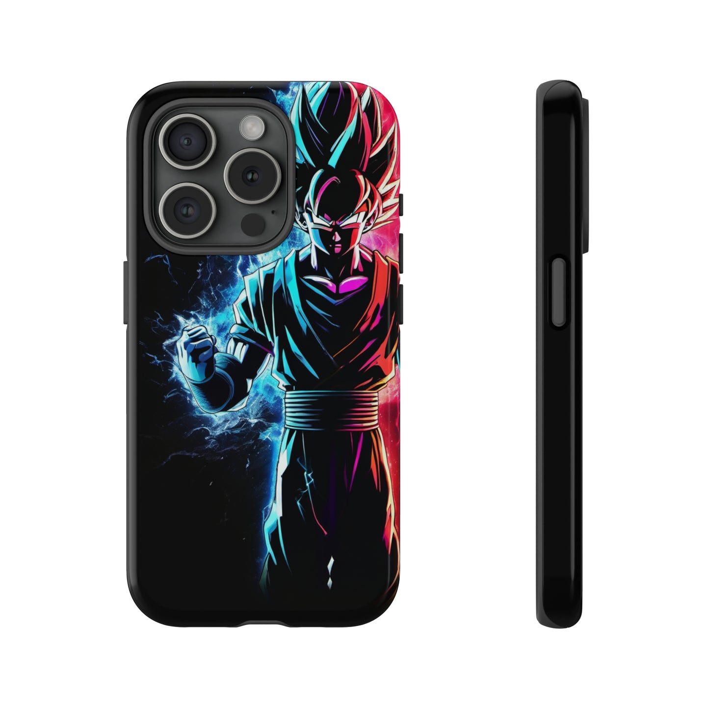 FANMADE Dragon Ball Z Goku Red/Blue Flame Phone Case [BLACK VERSION 2] (iPhone, Samsung)