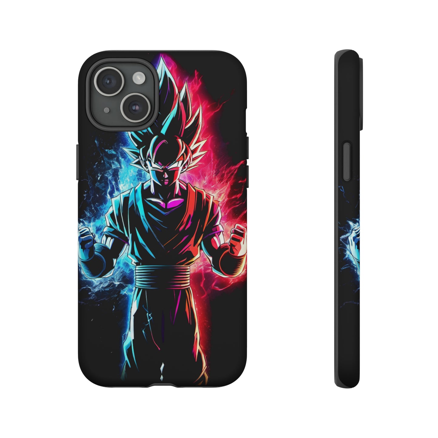 FANMADE Dragon Ball Z Goku Red/Blue Flame Phone Case [BLACK VERSION] (iPhone, Google Pixel, Samsung)