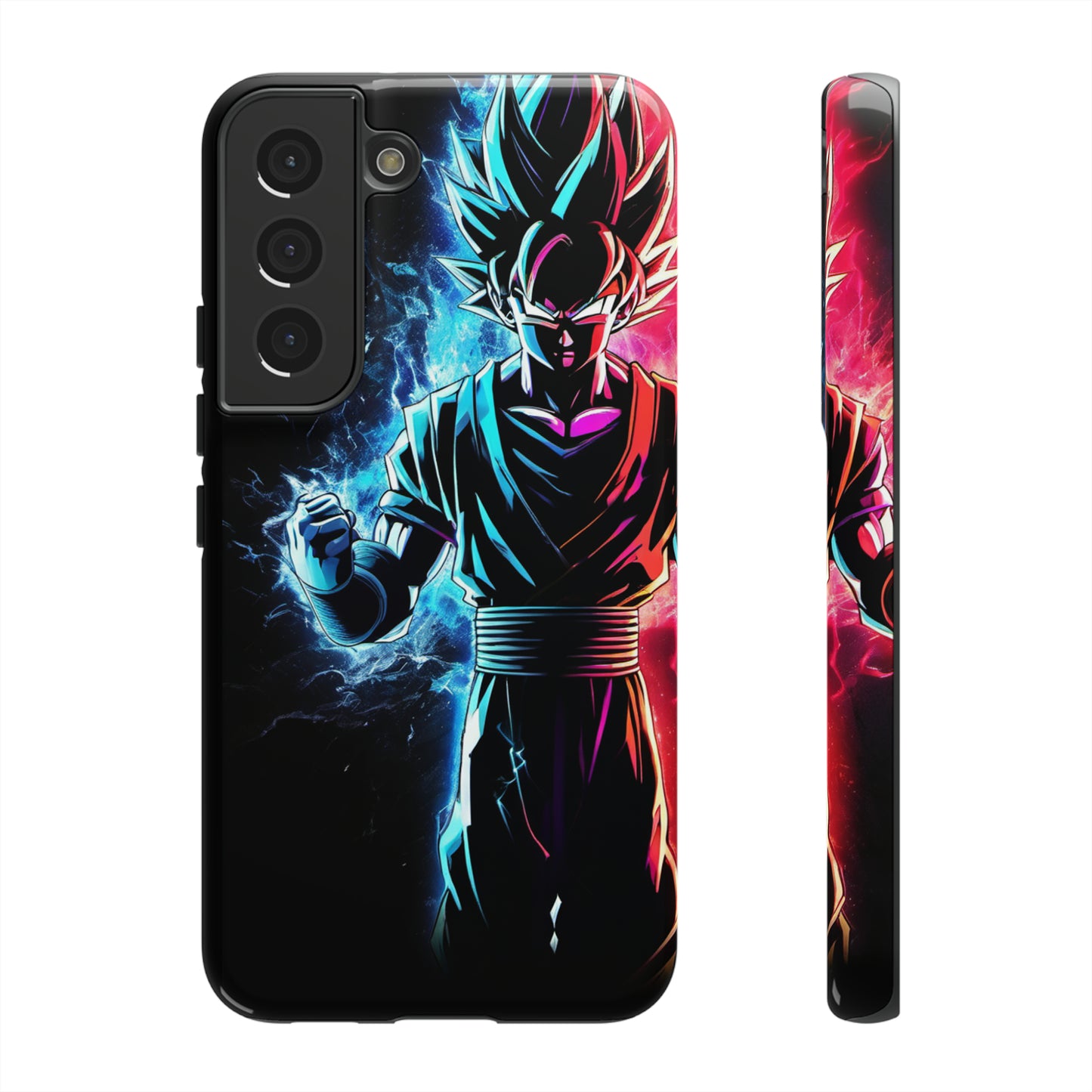 FANMADE Dragon Ball Z Goku Red/Blue Flame Phone Case [BLACK VERSION 2] (iPhone, Samsung)