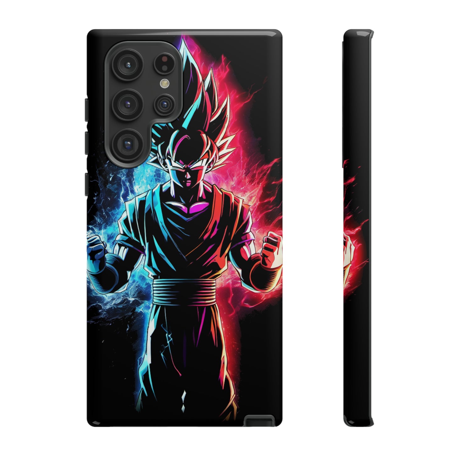 FANMADE Dragon Ball Z Goku Red/Blue Flame Phone Case [BLACK VERSION] (iPhone, Google Pixel, Samsung)