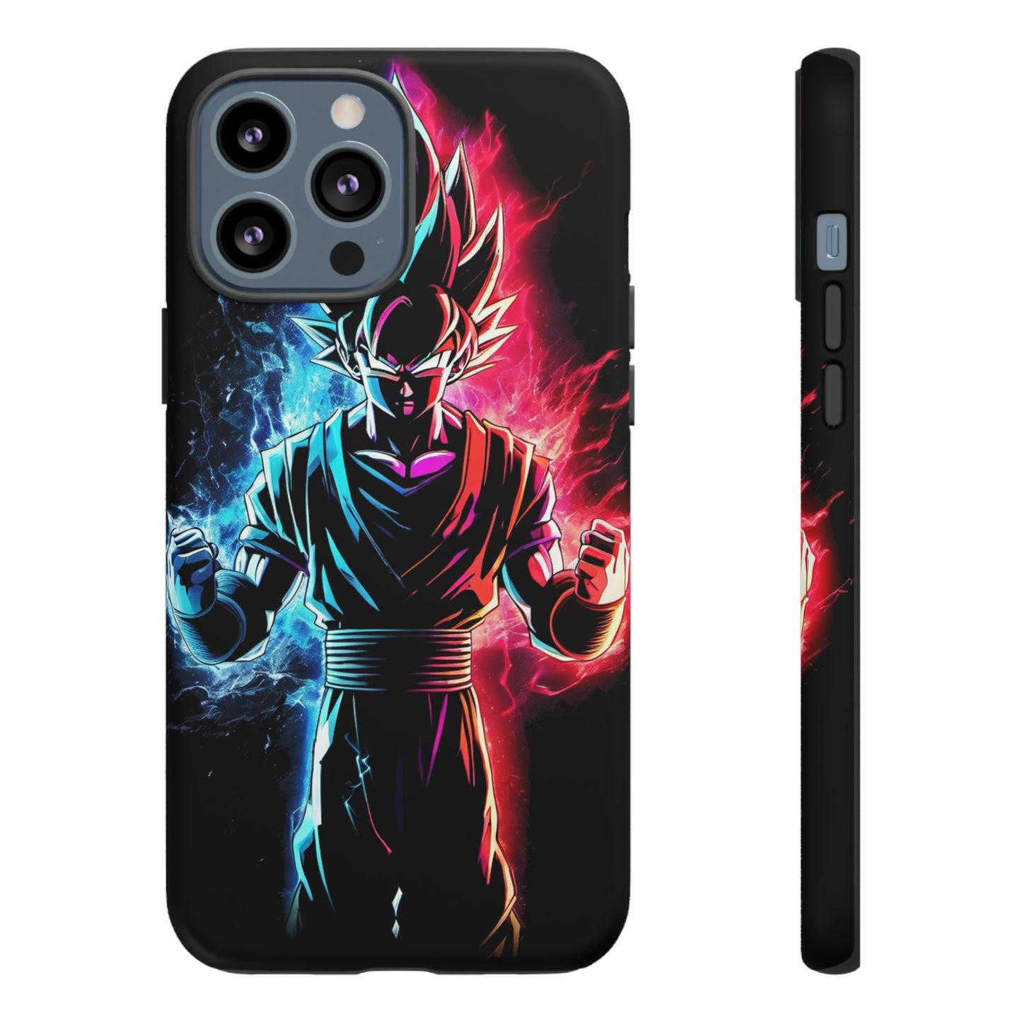 FANMADE Dragon Ball Z Goku Red/Blue Flame Phone Case [BLACK VERSION] (iPhone, Google Pixel, Samsung)