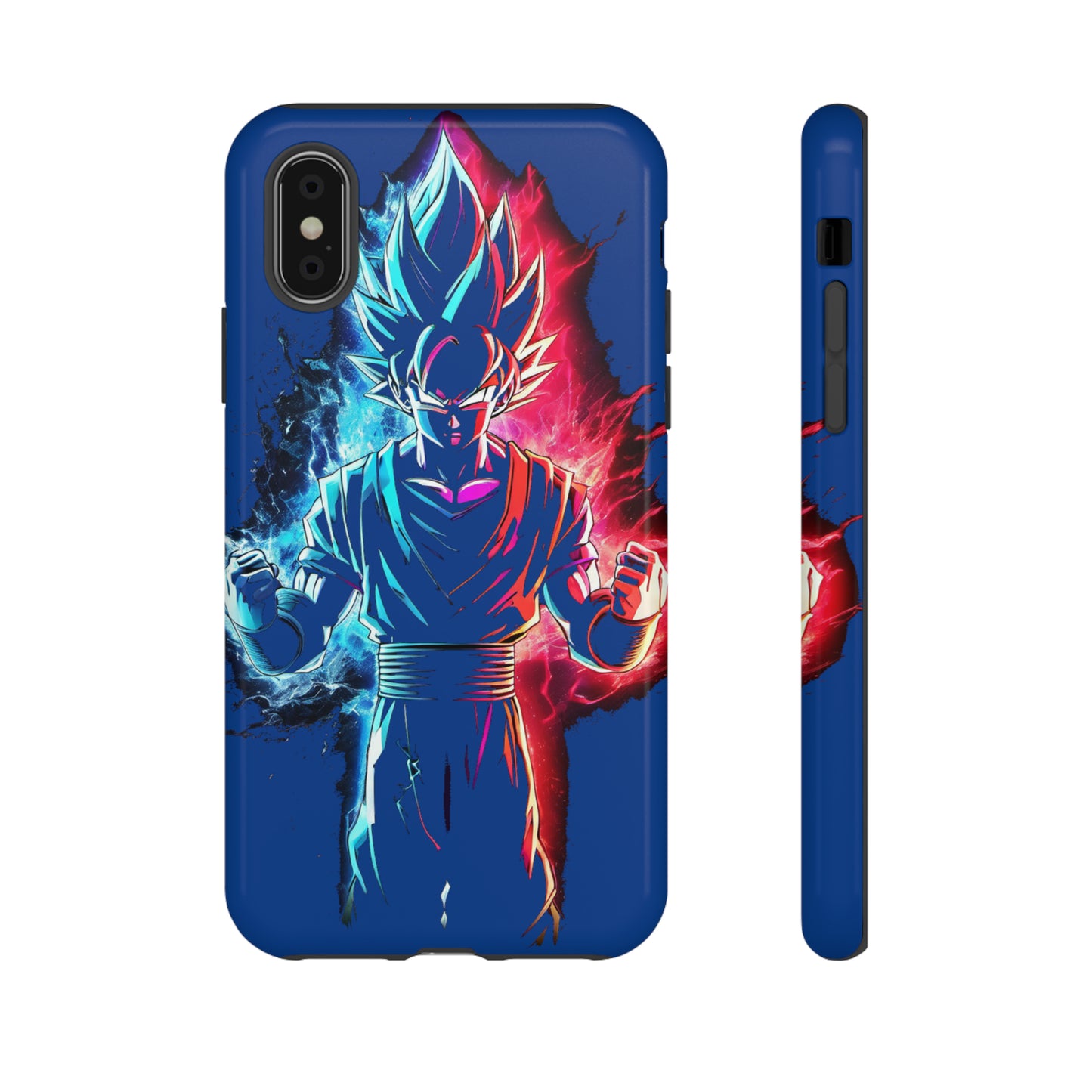 FANMADE Dragon Ball Z Goku Red/Blue Flame Phone Case [BLUE VERSION] (iPhone, Google Pixel, Samsung)