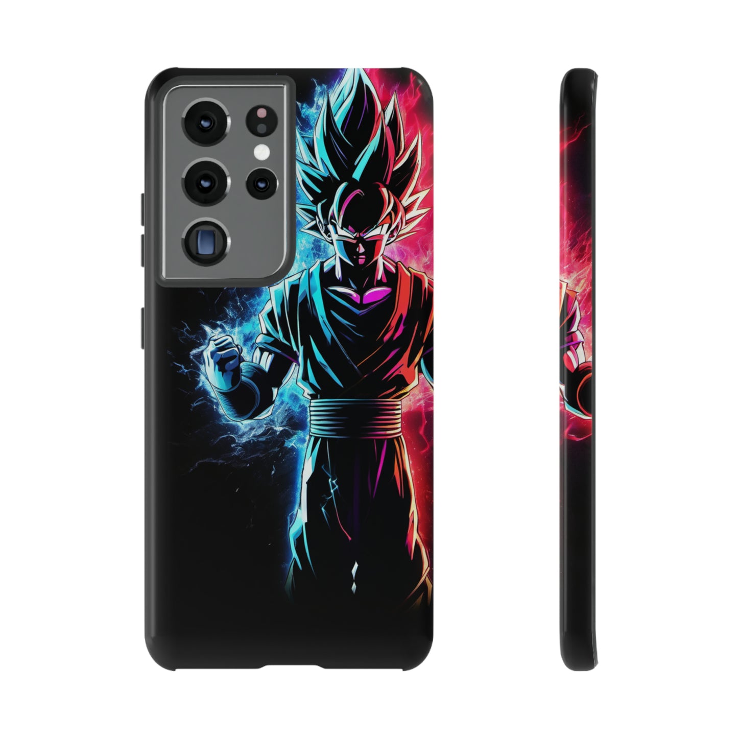 FANMADE Dragon Ball Z Goku Red/Blue Flame Phone Case [BLACK VERSION 2] (iPhone, Samsung)