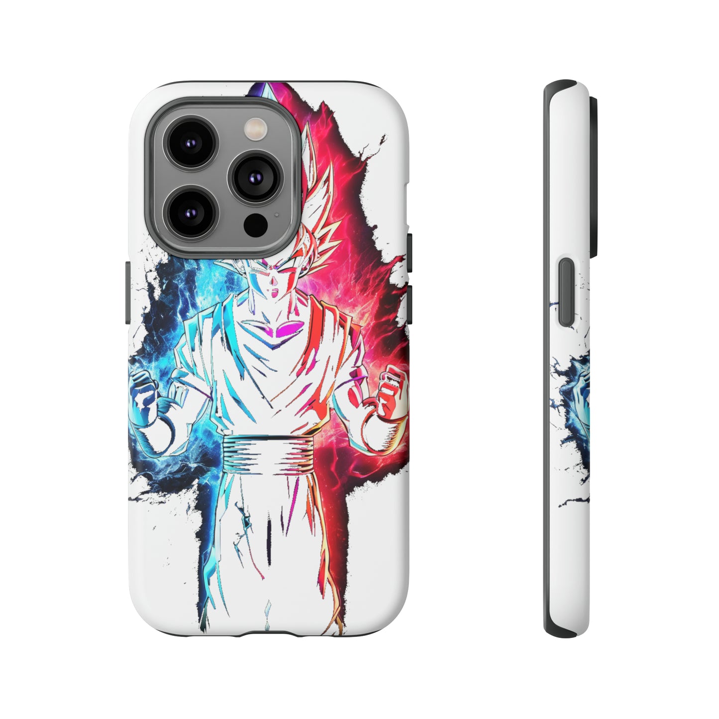 FANMADE Dragon Ball Z Goku Red/Blue Flame Phone Case [WHITE VERSION] (iPhone, Google Pixel, Samsung)