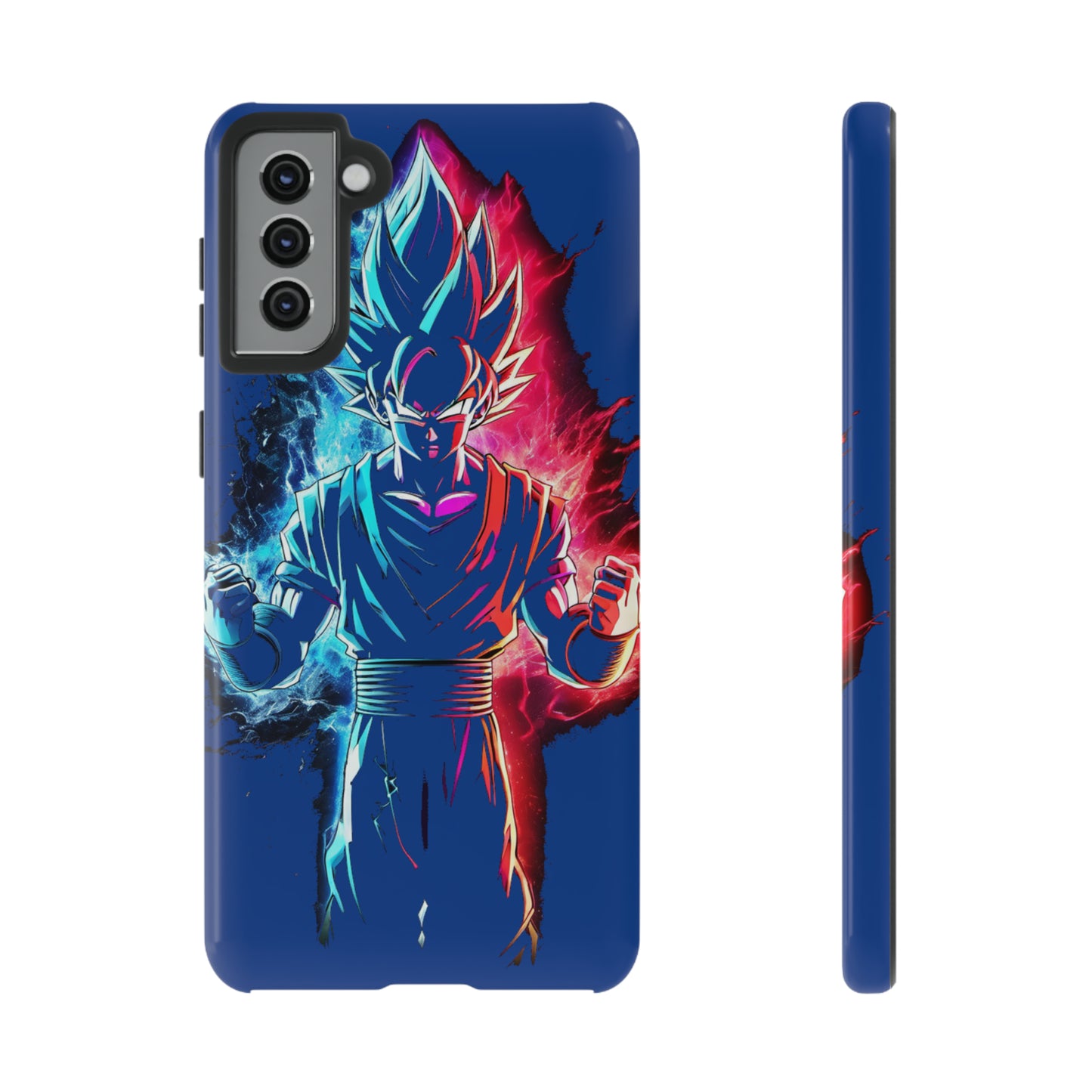 FANMADE Dragon Ball Z Goku Red/Blue Flame Phone Case [BLUE VERSION] (iPhone, Google Pixel, Samsung)