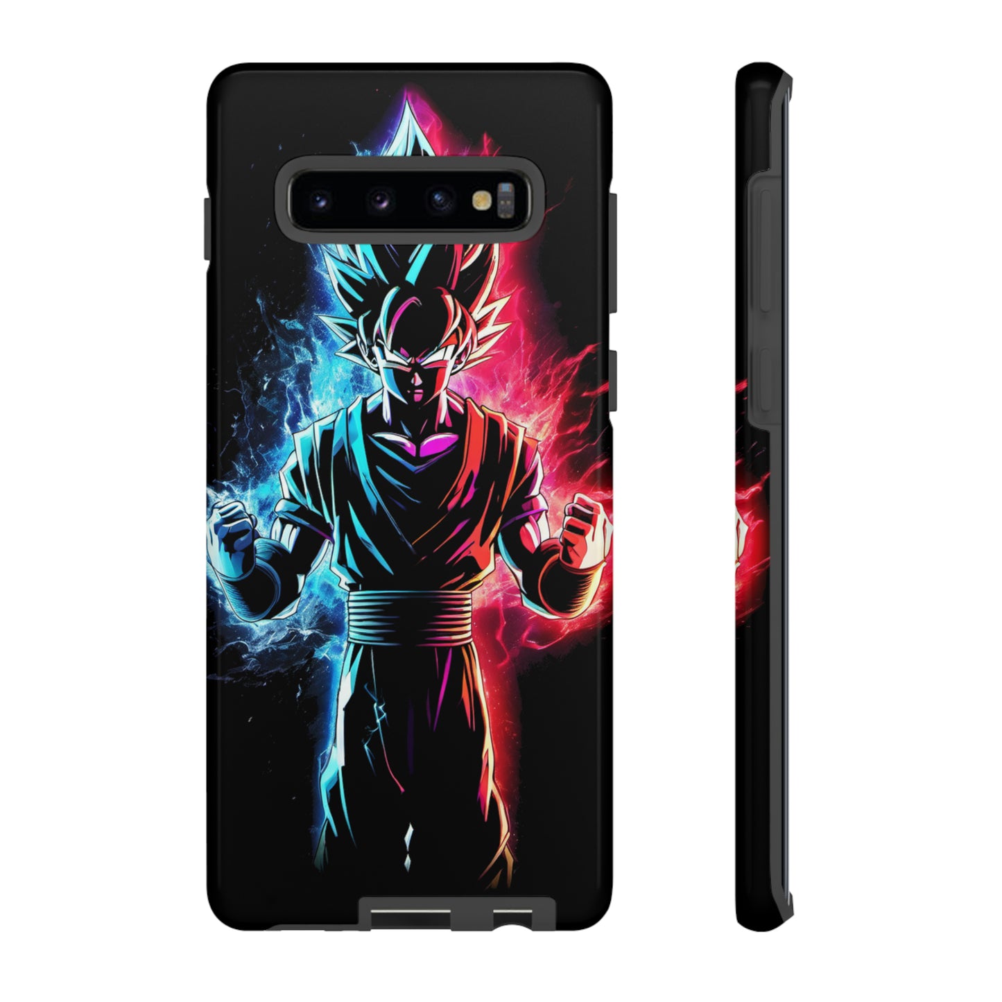 FANMADE Dragon Ball Z Goku Red/Blue Flame Phone Case [BLACK VERSION] (iPhone, Google Pixel, Samsung)