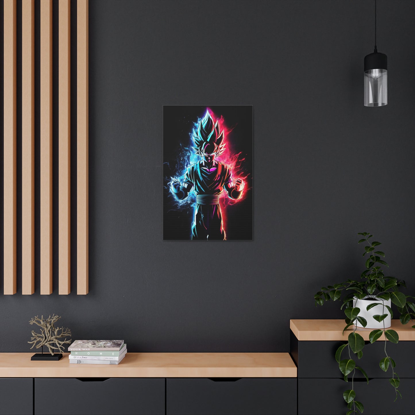 FANMADE Dragon Ball Z Goku Red/Blue Flame Canvas