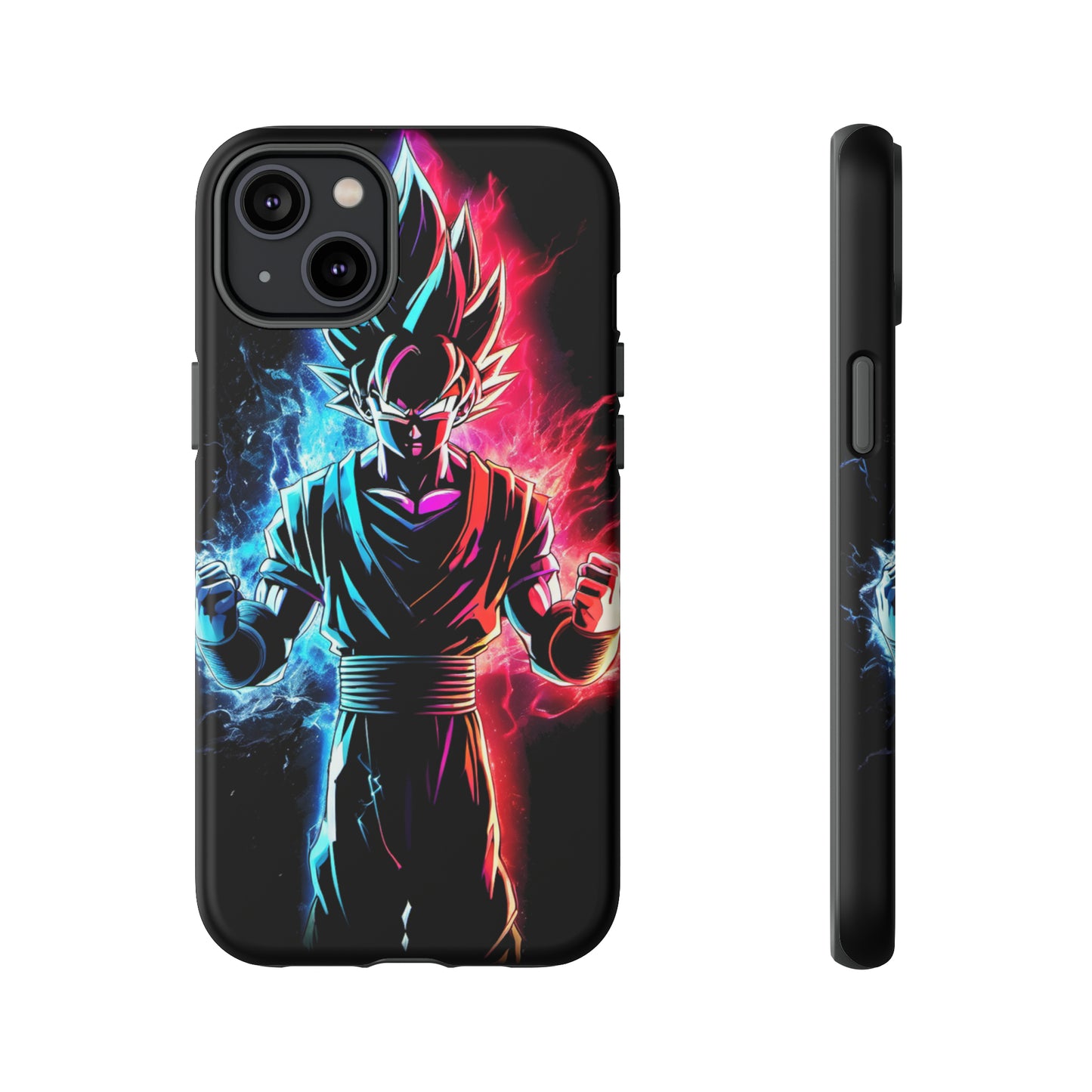 FANMADE Dragon Ball Z Goku Red/Blue Flame Phone Case [BLACK VERSION] (iPhone, Google Pixel, Samsung)