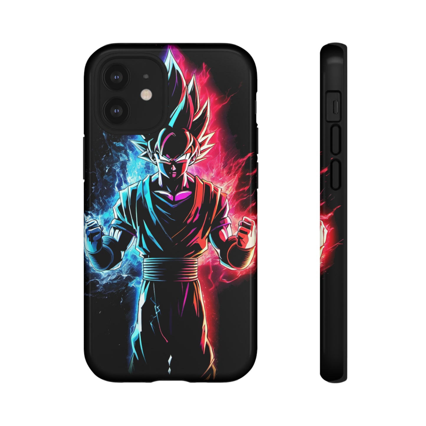 FANMADE Dragon Ball Z Goku Red/Blue Flame Phone Case [BLACK VERSION] (iPhone, Google Pixel, Samsung)