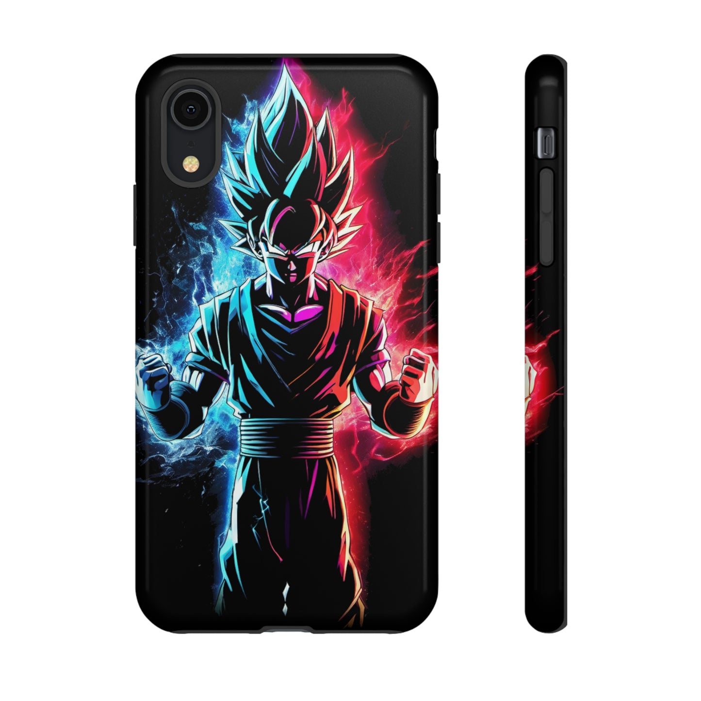 FANMADE Dragon Ball Z Goku Red/Blue Flame Phone Case [BLACK VERSION] (iPhone, Google Pixel, Samsung)