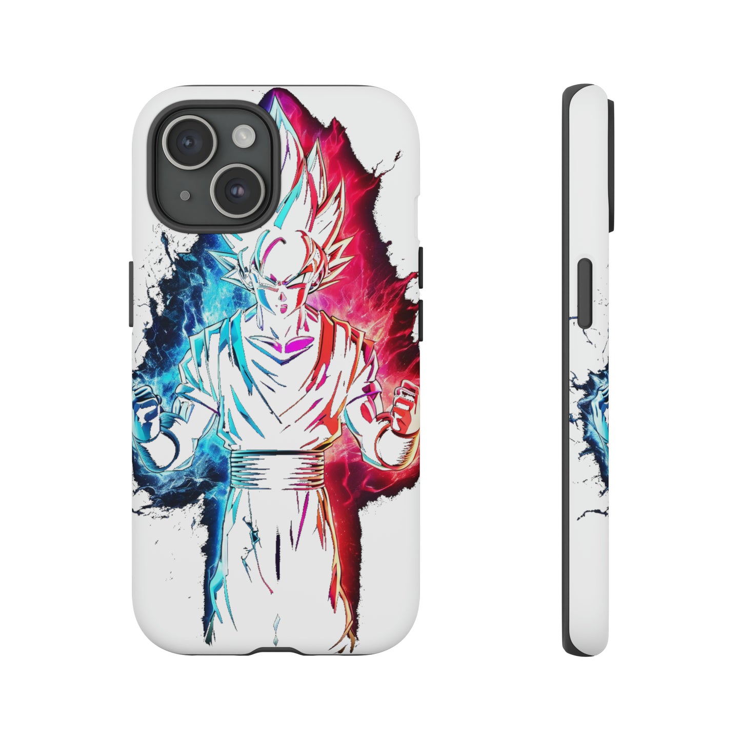 FANMADE Dragon Ball Z Goku Red/Blue Flame Phone Case [WHITE VERSION] (iPhone, Google Pixel, Samsung)