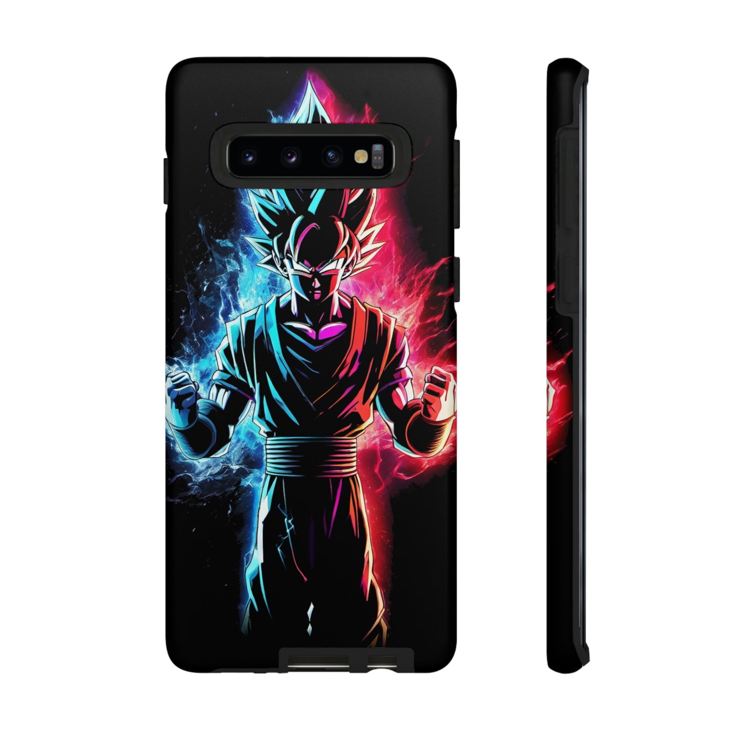 FANMADE Dragon Ball Z Goku Red/Blue Flame Phone Case [BLACK VERSION] (iPhone, Google Pixel, Samsung)