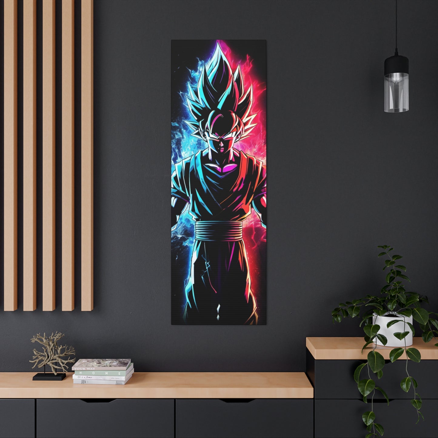 FANMADE Dragon Ball Z Goku Red/Blue Flame Canvas