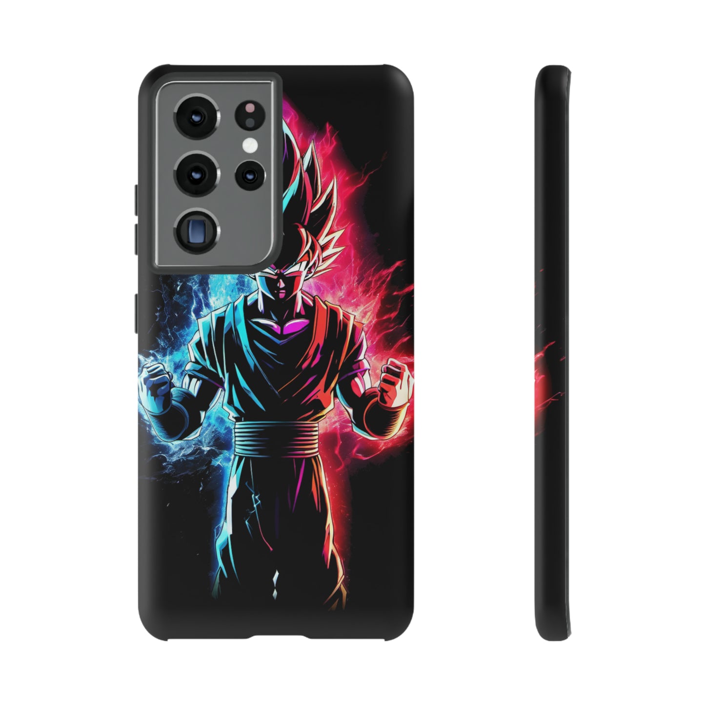 FANMADE Dragon Ball Z Goku Red/Blue Flame Phone Case [BLACK VERSION] (iPhone, Google Pixel, Samsung)