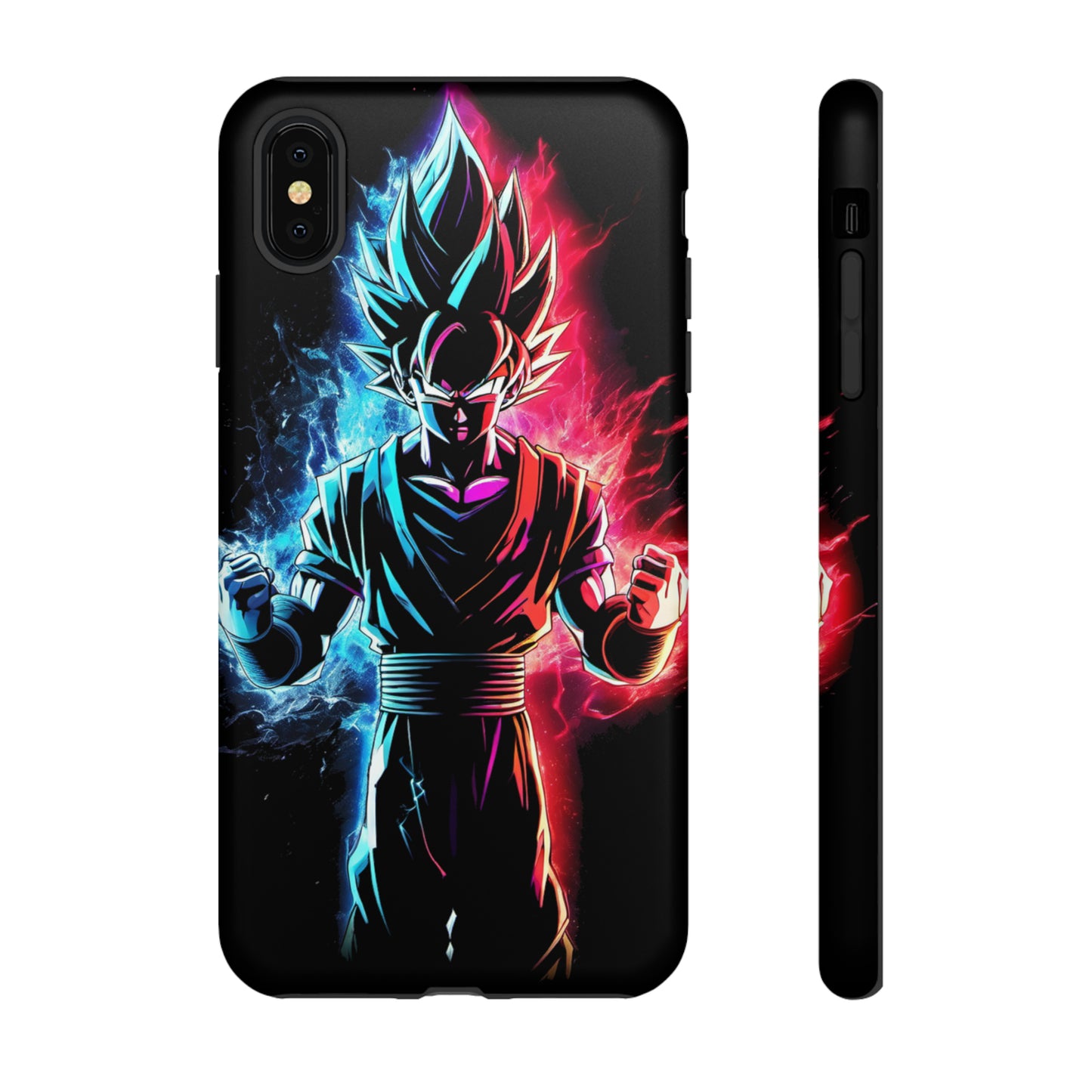 FANMADE Dragon Ball Z Goku Red/Blue Flame Phone Case [BLACK VERSION] (iPhone, Google Pixel, Samsung)