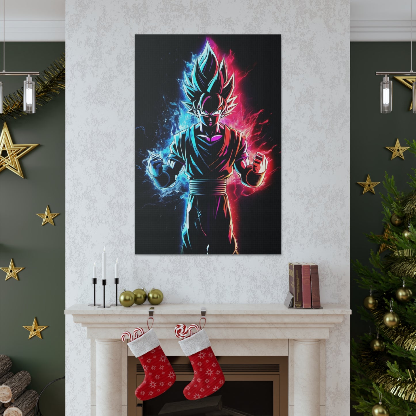 FANMADE Dragon Ball Z Goku Red/Blue Flame Canvas