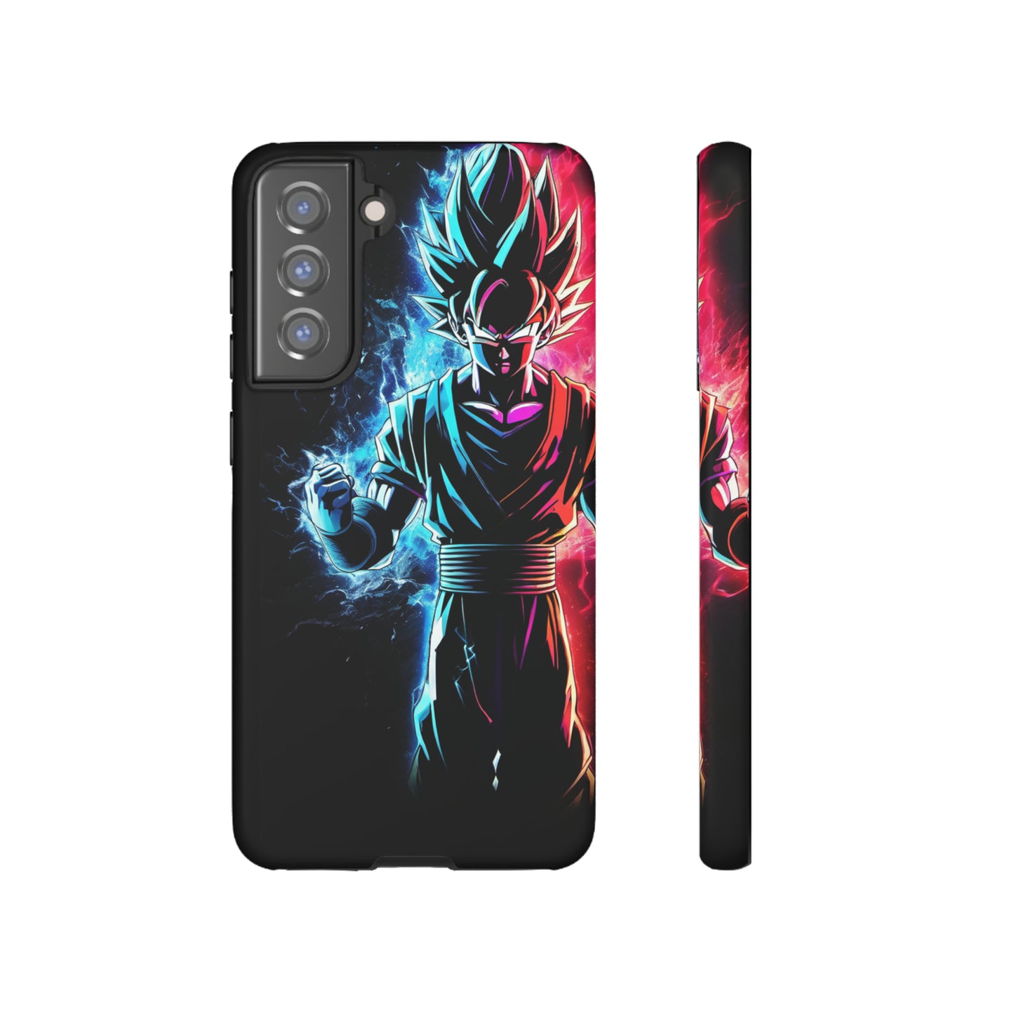 FANMADE Dragon Ball Z Goku Red/Blue Flame Phone Case [BLACK VERSION 2] (iPhone, Samsung)