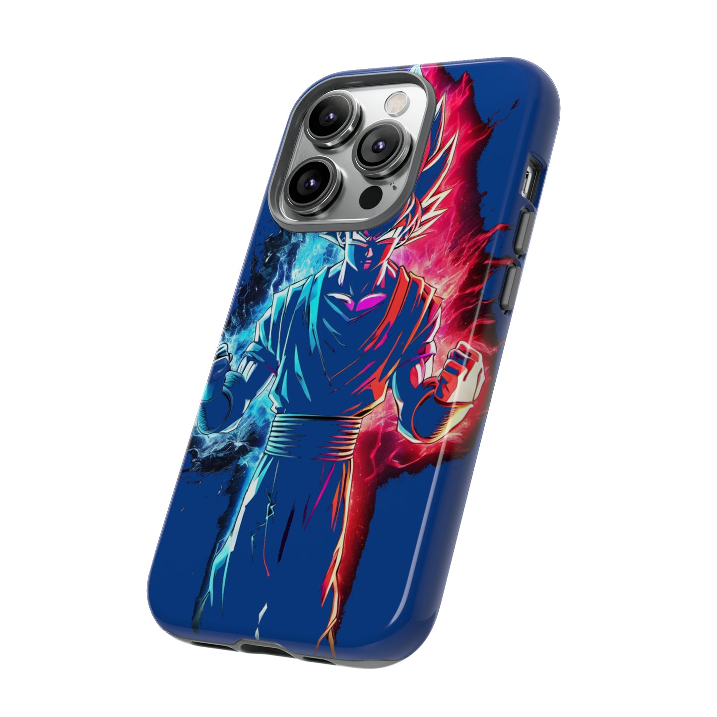 FANMADE Dragon Ball Z Goku Red/Blue Flame Phone Case [BLUE VERSION] (iPhone, Google Pixel, Samsung)