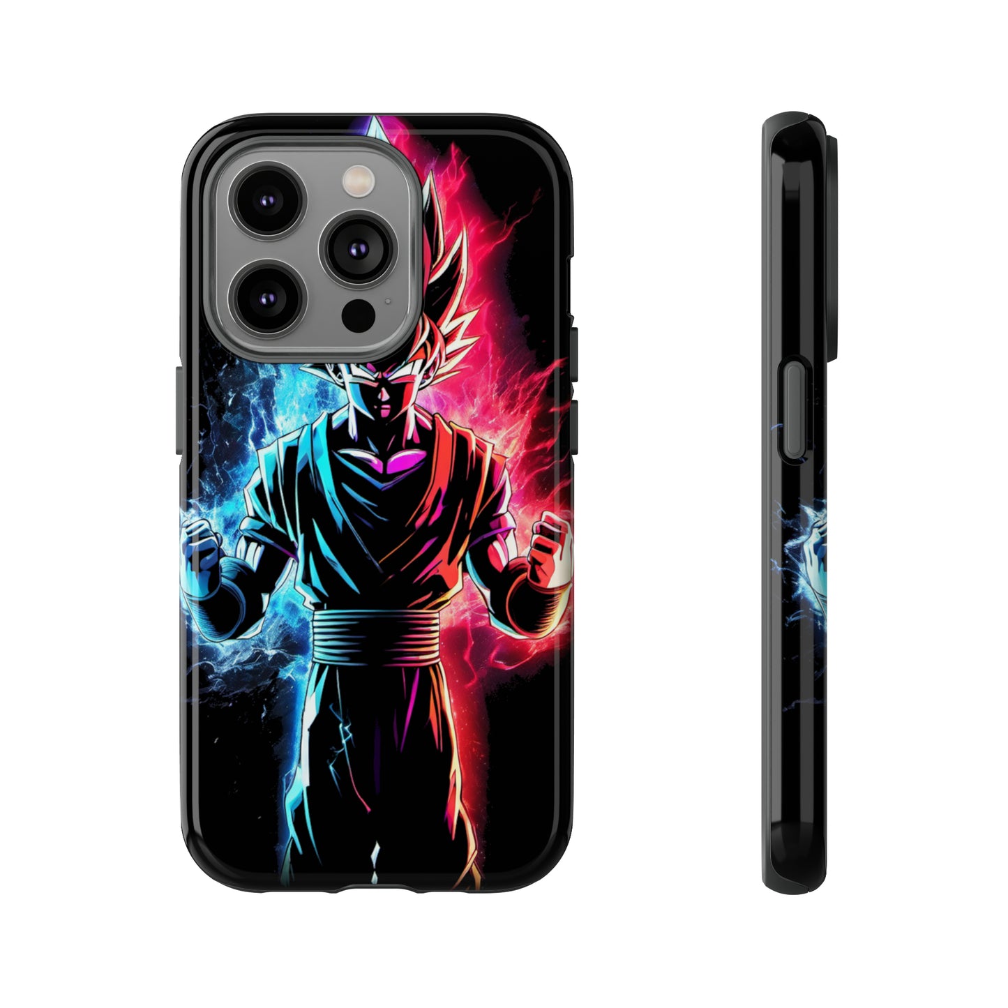 FANMADE Dragon Ball Z Goku Red/Blue Flame Phone Case [BLACK VERSION] (iPhone, Google Pixel, Samsung)