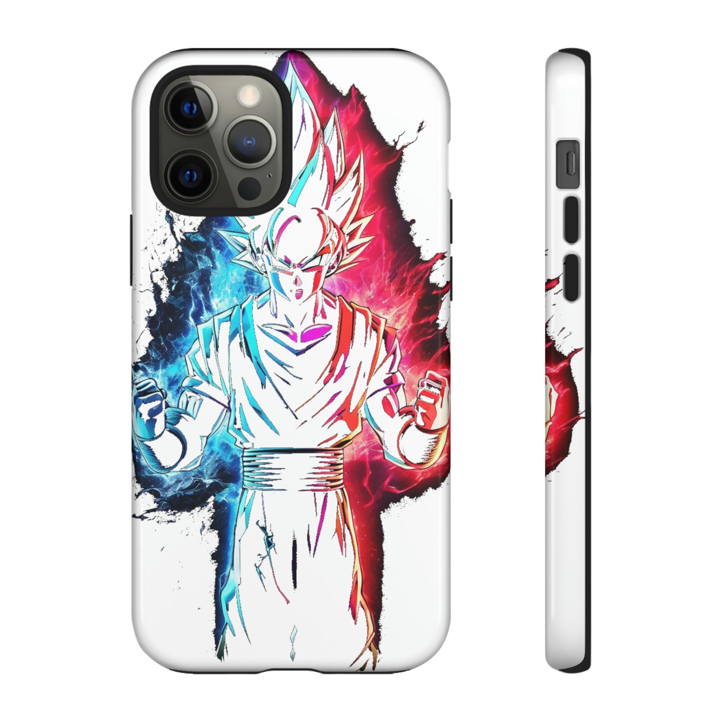 FANMADE Dragon Ball Z Goku Red/Blue Flame Phone Case [WHITE VERSION] (iPhone, Google Pixel, Samsung)