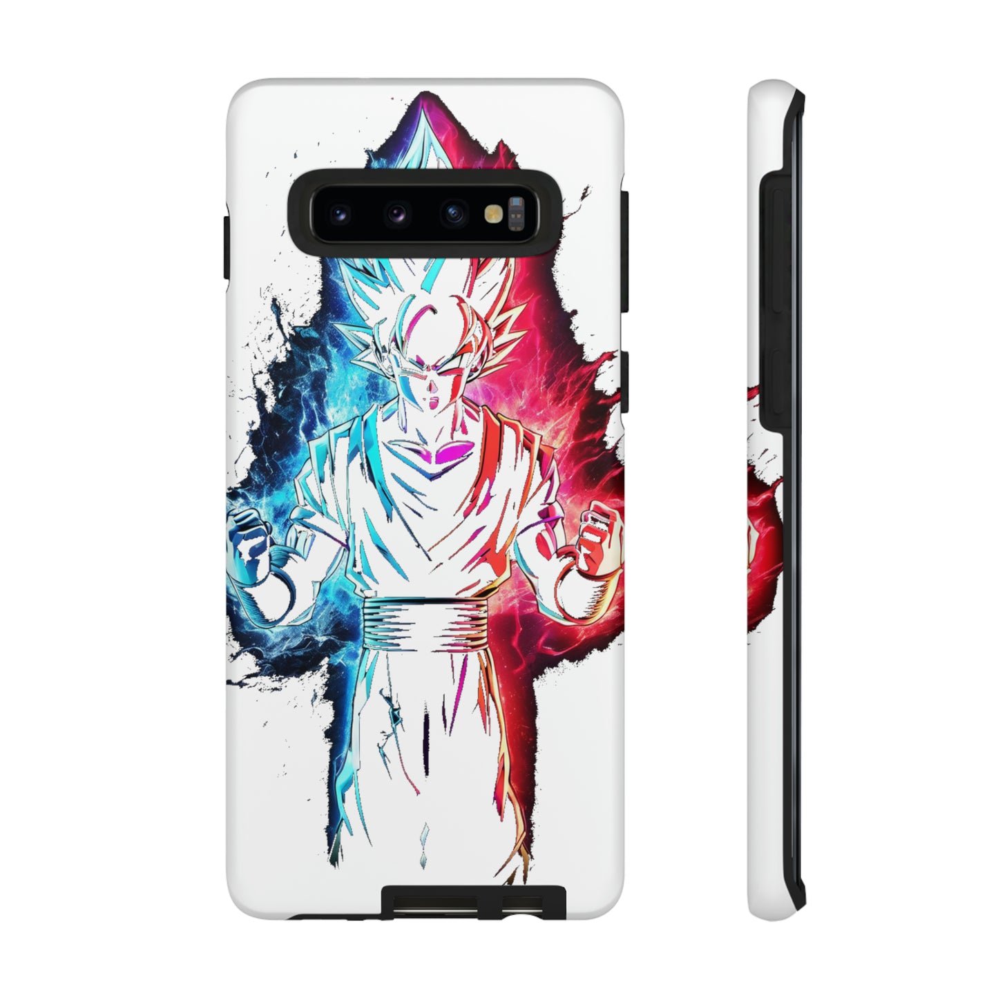 FANMADE Dragon Ball Z Goku Red/Blue Flame Phone Case [WHITE VERSION] (iPhone, Google Pixel, Samsung)