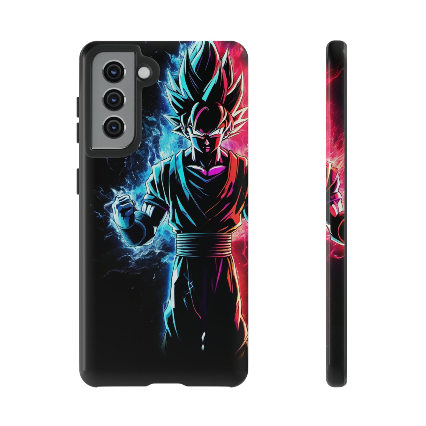 FANMADE Dragon Ball Z Goku Red/Blue Flame Phone Case [BLACK VERSION 2] (iPhone, Samsung)