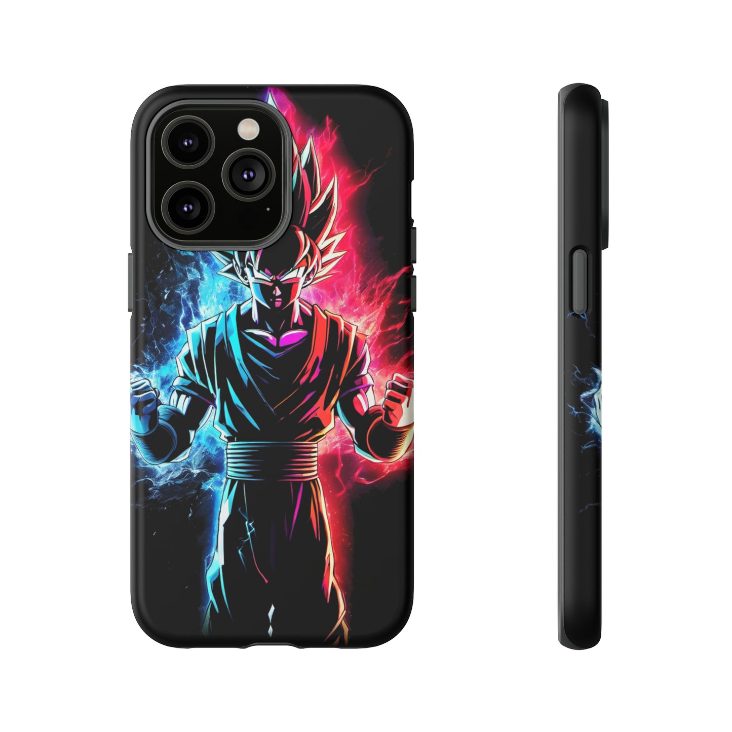 FANMADE Dragon Ball Z Goku Red/Blue Flame Phone Case [BLACK VERSION] (iPhone, Google Pixel, Samsung)