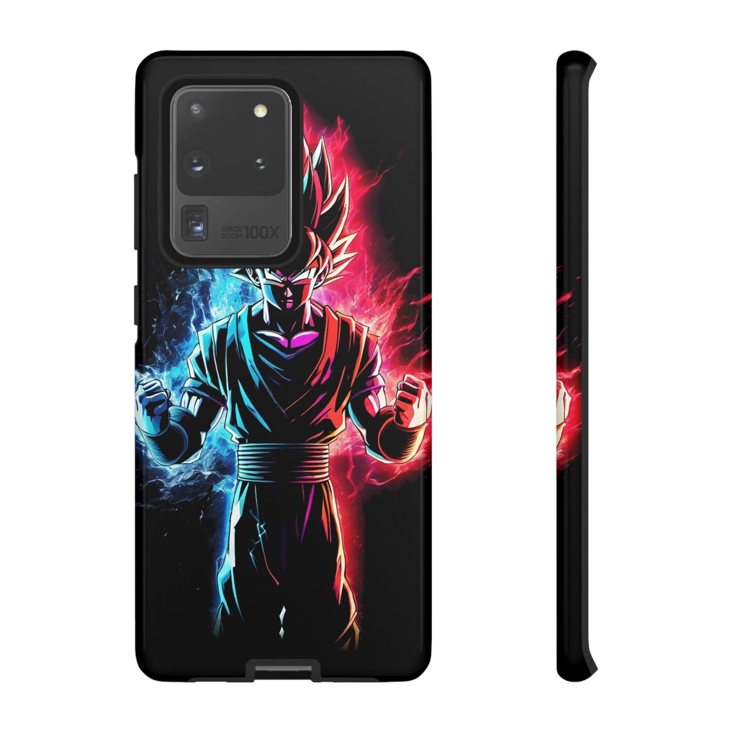 FANMADE Dragon Ball Z Goku Red/Blue Flame Phone Case [BLACK VERSION] (iPhone, Google Pixel, Samsung)