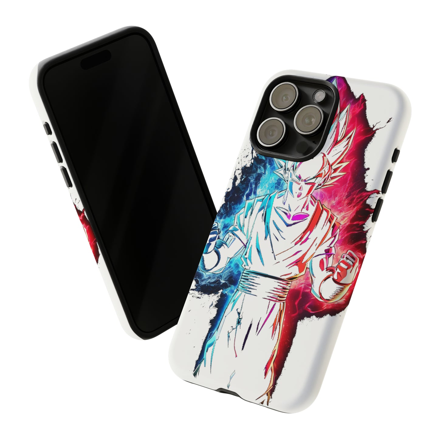 FANMADE Dragon Ball Z Goku Red/Blue Flame Phone Case [WHITE VERSION] (iPhone, Google Pixel, Samsung)