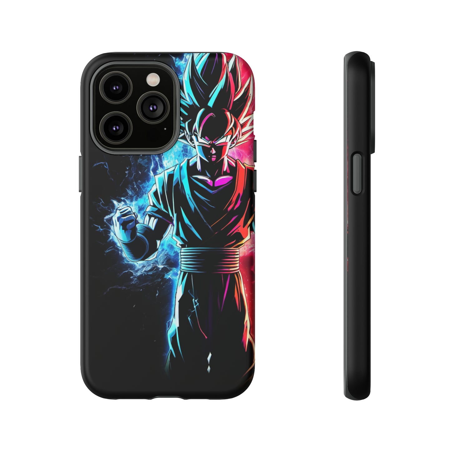 FANMADE Dragon Ball Z Goku Red/Blue Flame Phone Case [BLACK VERSION 2] (iPhone, Samsung)