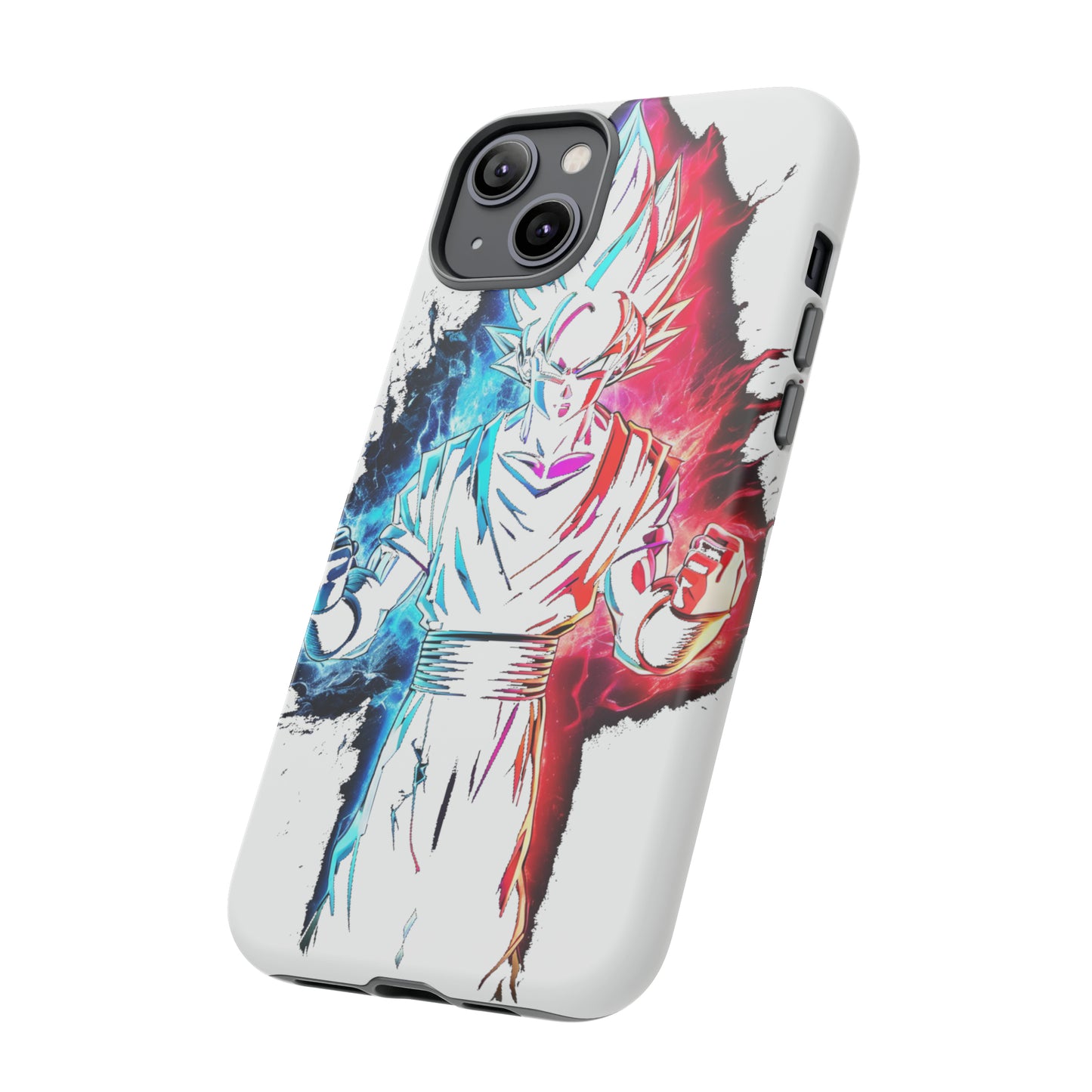 FANMADE Dragon Ball Z Goku Red/Blue Flame Phone Case [WHITE VERSION] (iPhone, Google Pixel, Samsung)