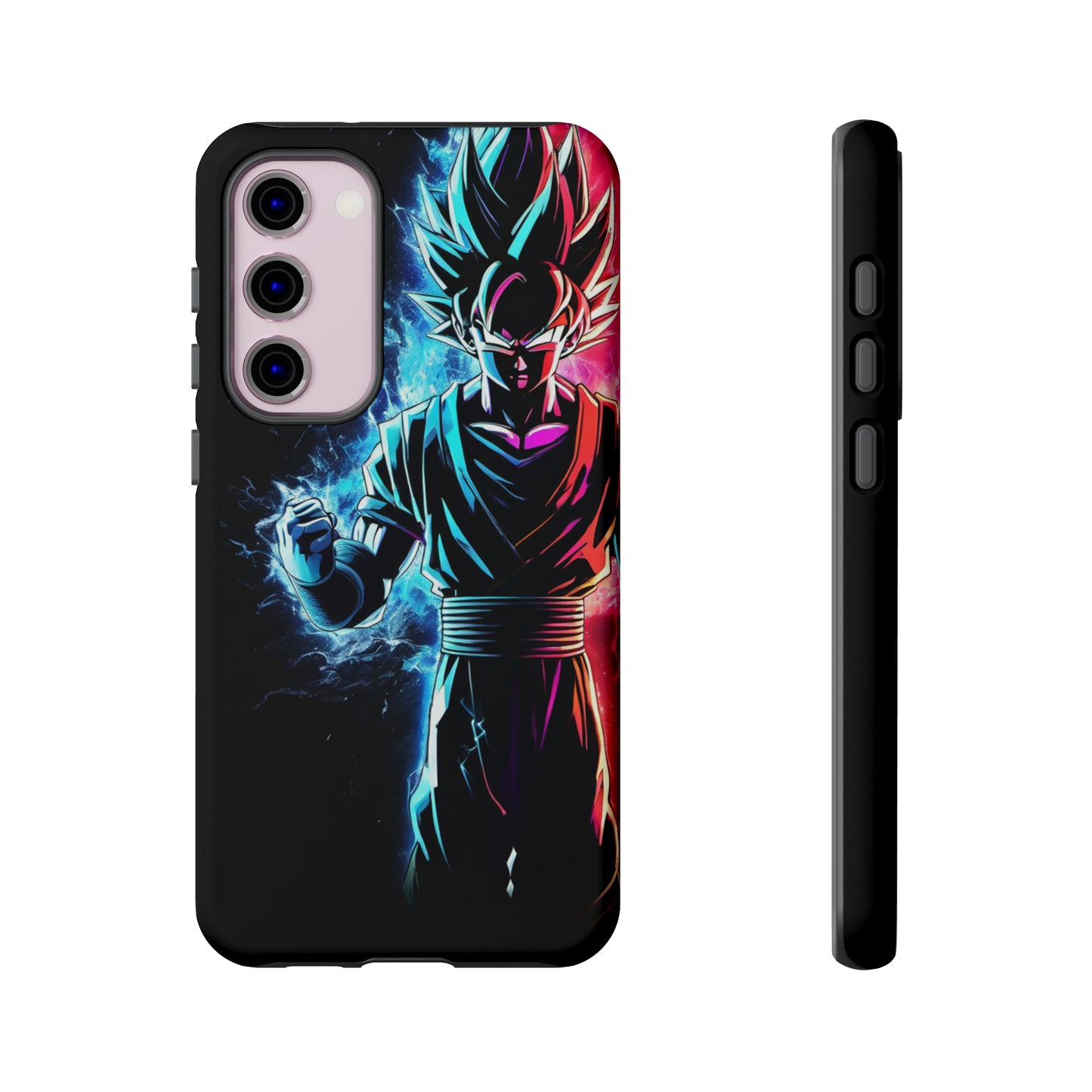 FANMADE Dragon Ball Z Goku Red/Blue Flame Phone Case [BLACK VERSION 2] (iPhone, Samsung)