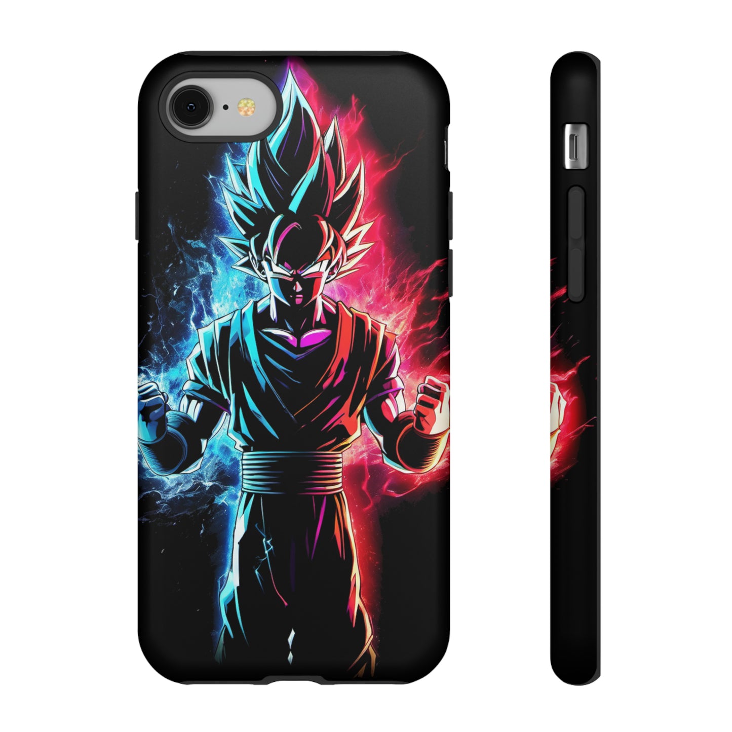 FANMADE Dragon Ball Z Goku Red/Blue Flame Phone Case [BLACK VERSION] (iPhone, Google Pixel, Samsung)