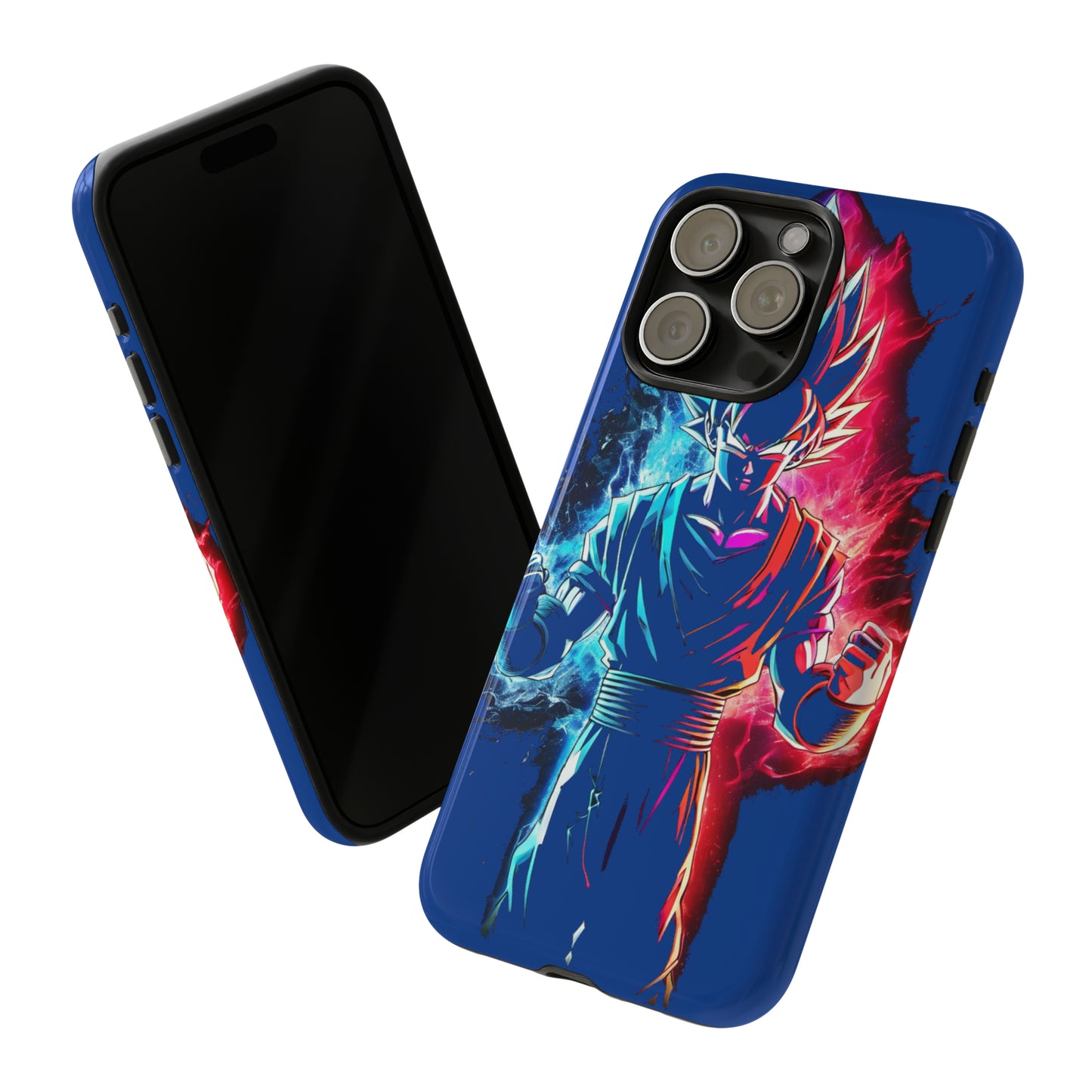 FANMADE Dragon Ball Z Goku Red/Blue Flame Phone Case [BLUE VERSION] (iPhone, Google Pixel, Samsung)