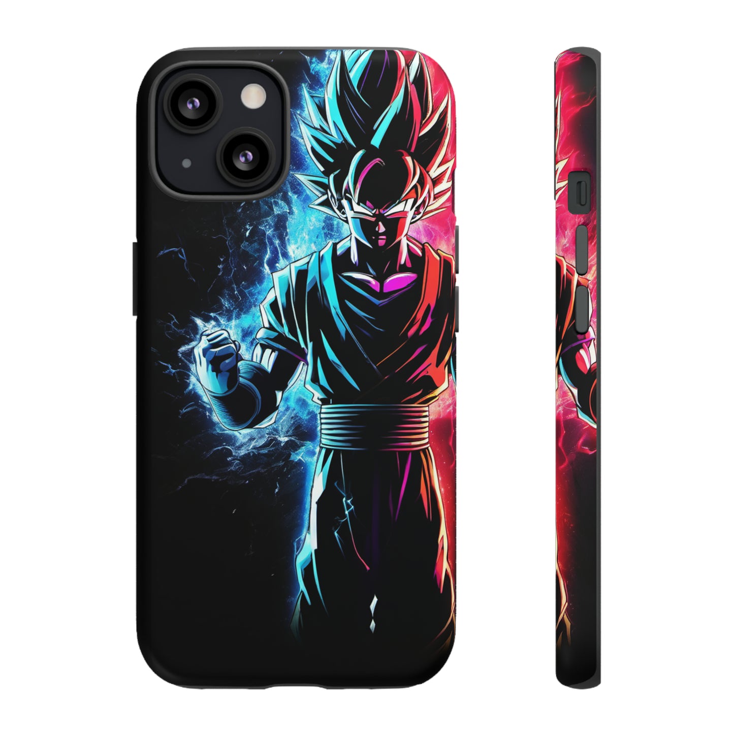 FANMADE Dragon Ball Z Goku Red/Blue Flame Phone Case [BLACK VERSION 2] (iPhone, Samsung)