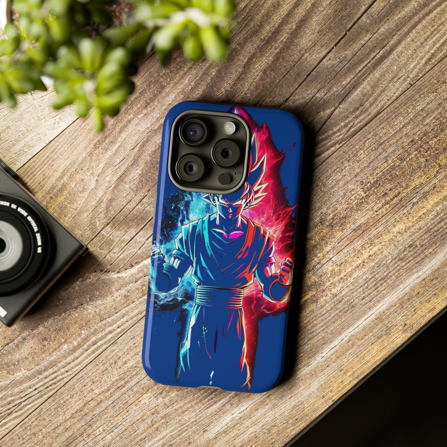 FANMADE Dragon Ball Z Goku Red/Blue Flame Phone Case [BLUE VERSION] (iPhone, Google Pixel, Samsung)