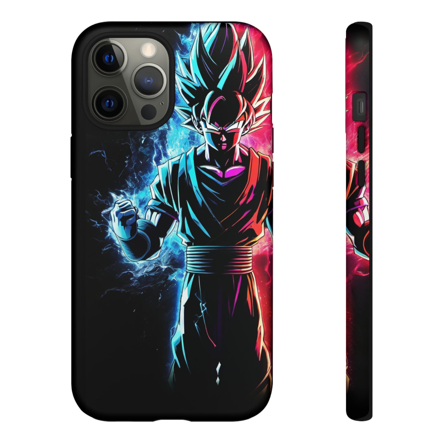 FANMADE Dragon Ball Z Goku Red/Blue Flame Phone Case [BLACK VERSION 2] (iPhone, Samsung)