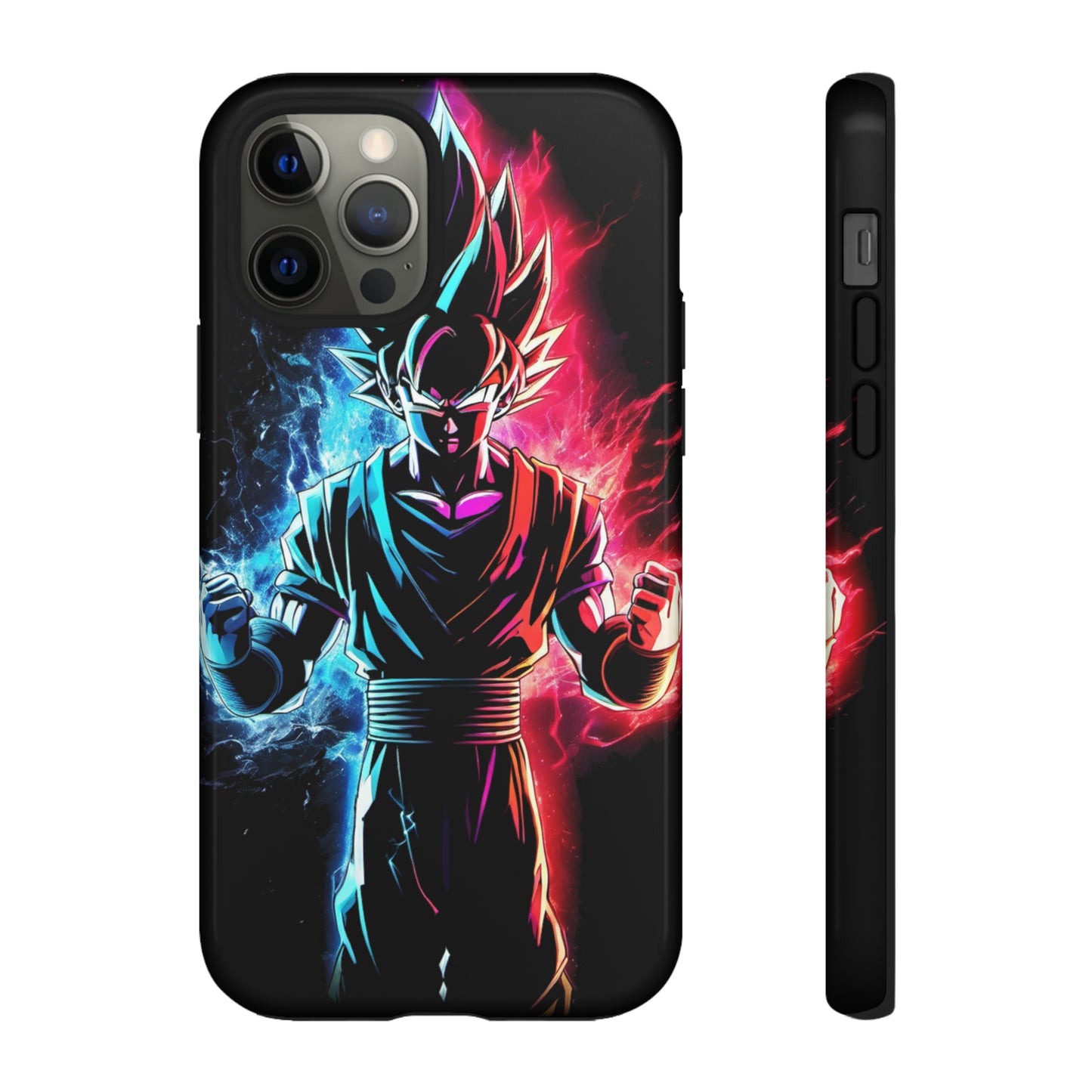 FANMADE Dragon Ball Z Goku Red/Blue Flame Phone Case [BLACK VERSION] (iPhone, Google Pixel, Samsung)