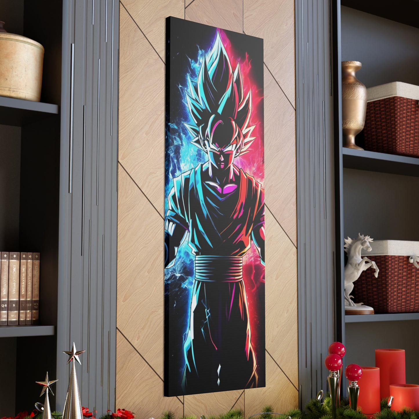 FANMADE Dragon Ball Z Goku Red/Blue Flame Canvas