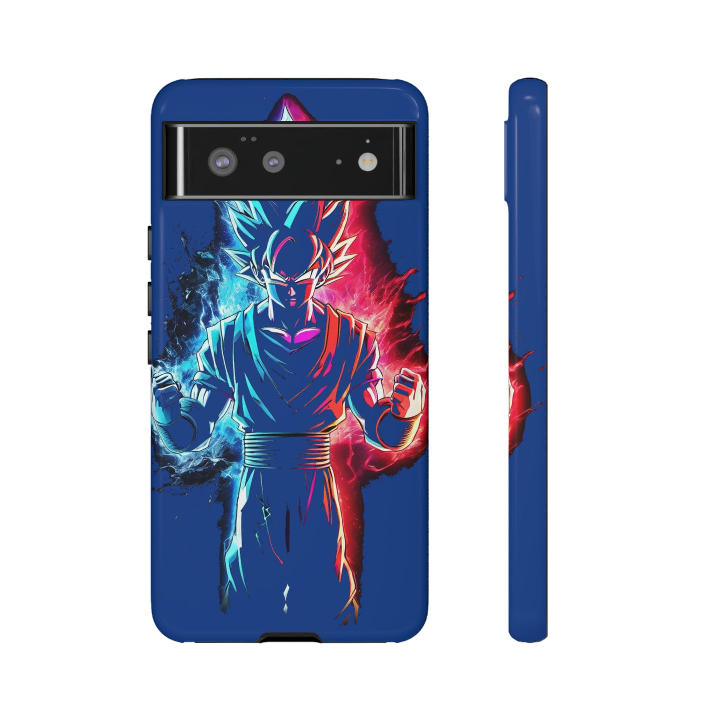 FANMADE Dragon Ball Z Goku Red/Blue Flame Phone Case [BLUE VERSION] (iPhone, Google Pixel, Samsung)