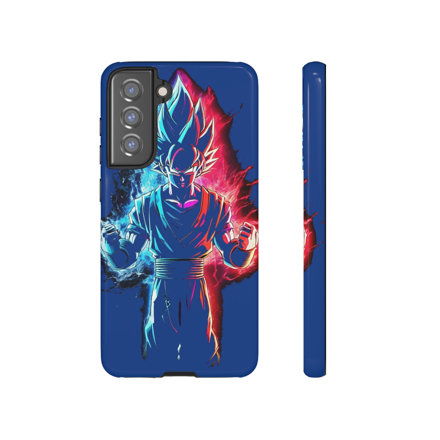 FANMADE Dragon Ball Z Goku Red/Blue Flame Phone Case [BLUE VERSION] (iPhone, Google Pixel, Samsung)