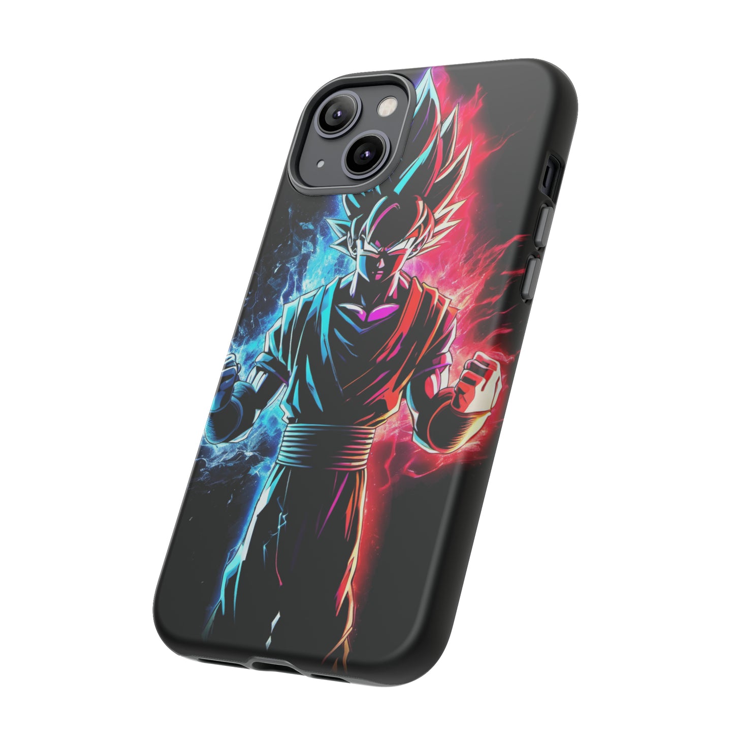 FANMADE Dragon Ball Z Goku Red/Blue Flame Phone Case [BLACK VERSION] (iPhone, Google Pixel, Samsung)