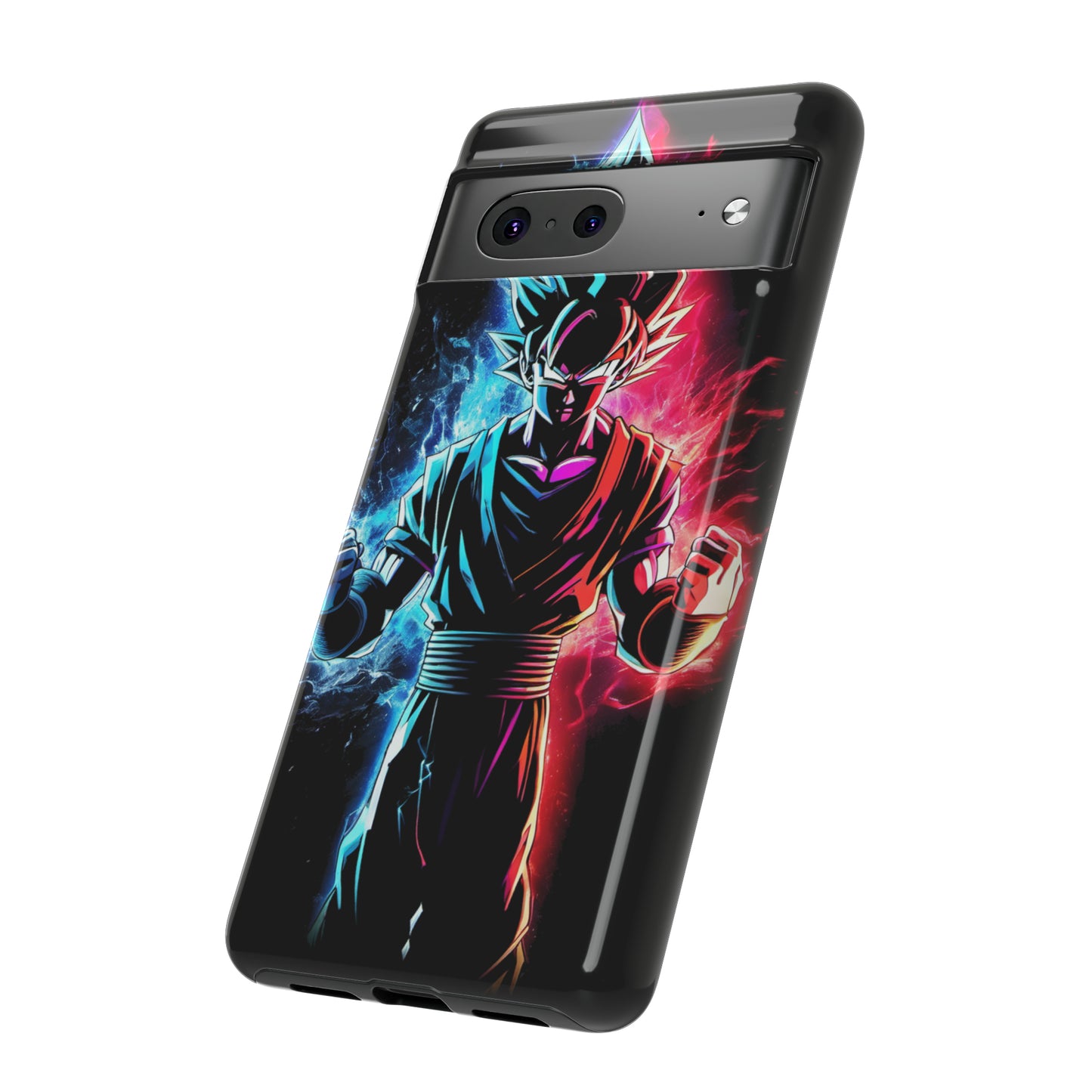 FANMADE Dragon Ball Z Goku Red/Blue Flame Phone Case [BLACK VERSION] (iPhone, Google Pixel, Samsung)