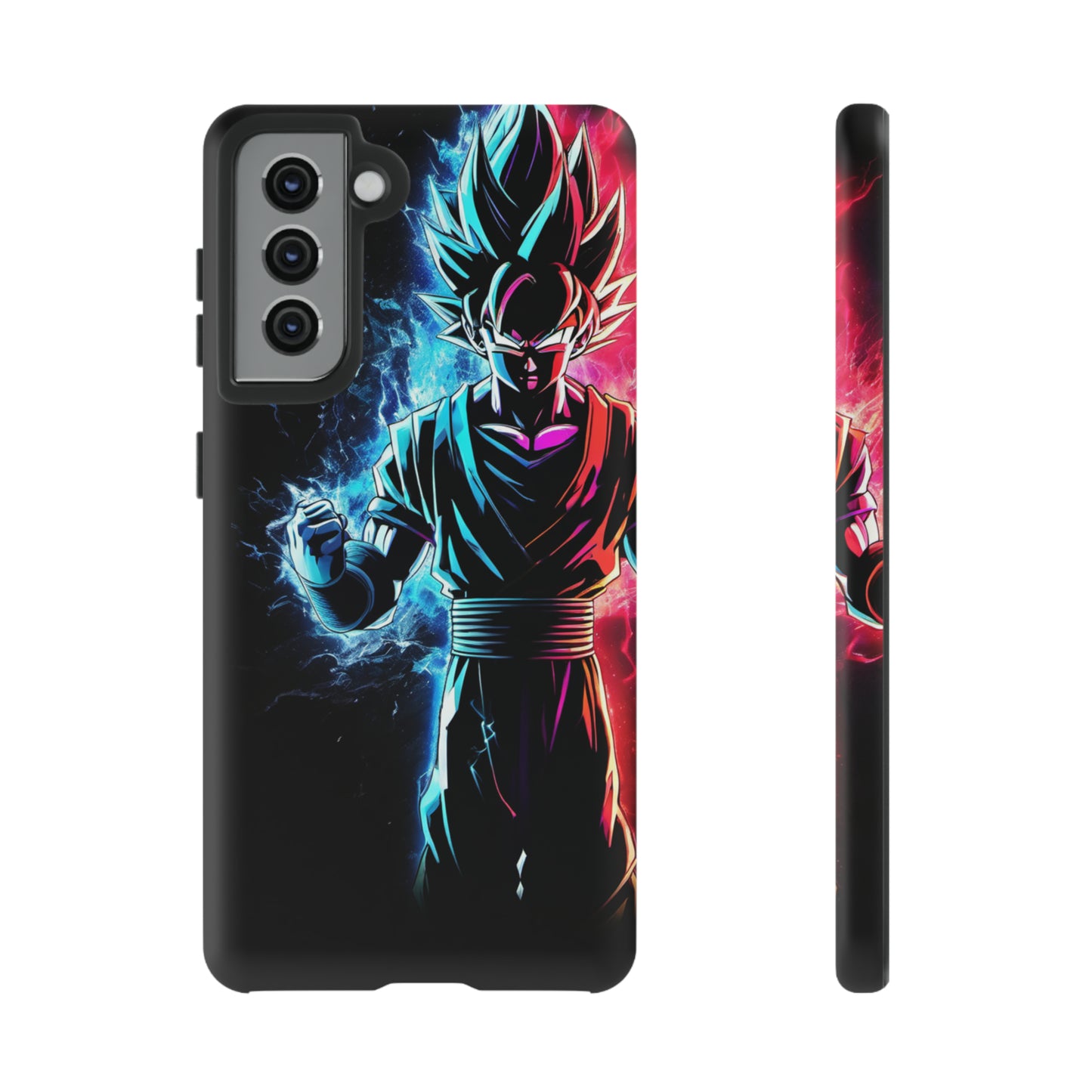 FANMADE Dragon Ball Z Goku Red/Blue Flame Phone Case [BLACK VERSION 2] (iPhone, Samsung)