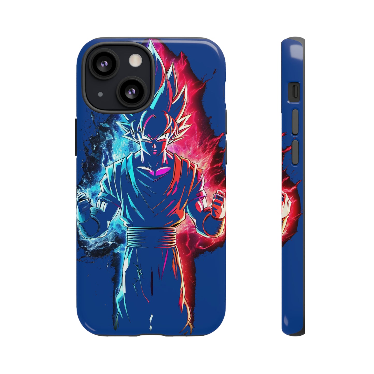 FANMADE Dragon Ball Z Goku Red/Blue Flame Phone Case [BLUE VERSION] (iPhone, Google Pixel, Samsung)