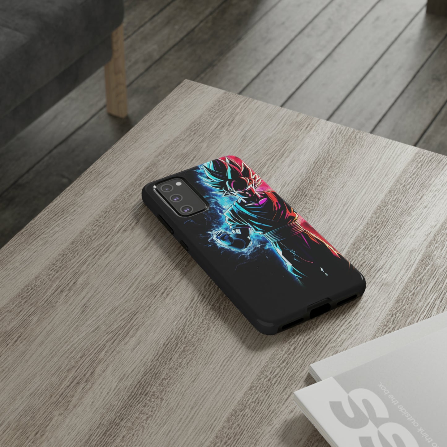 FANMADE Dragon Ball Z Goku Red/Blue Flame Phone Case [BLACK VERSION 2] (iPhone, Samsung)