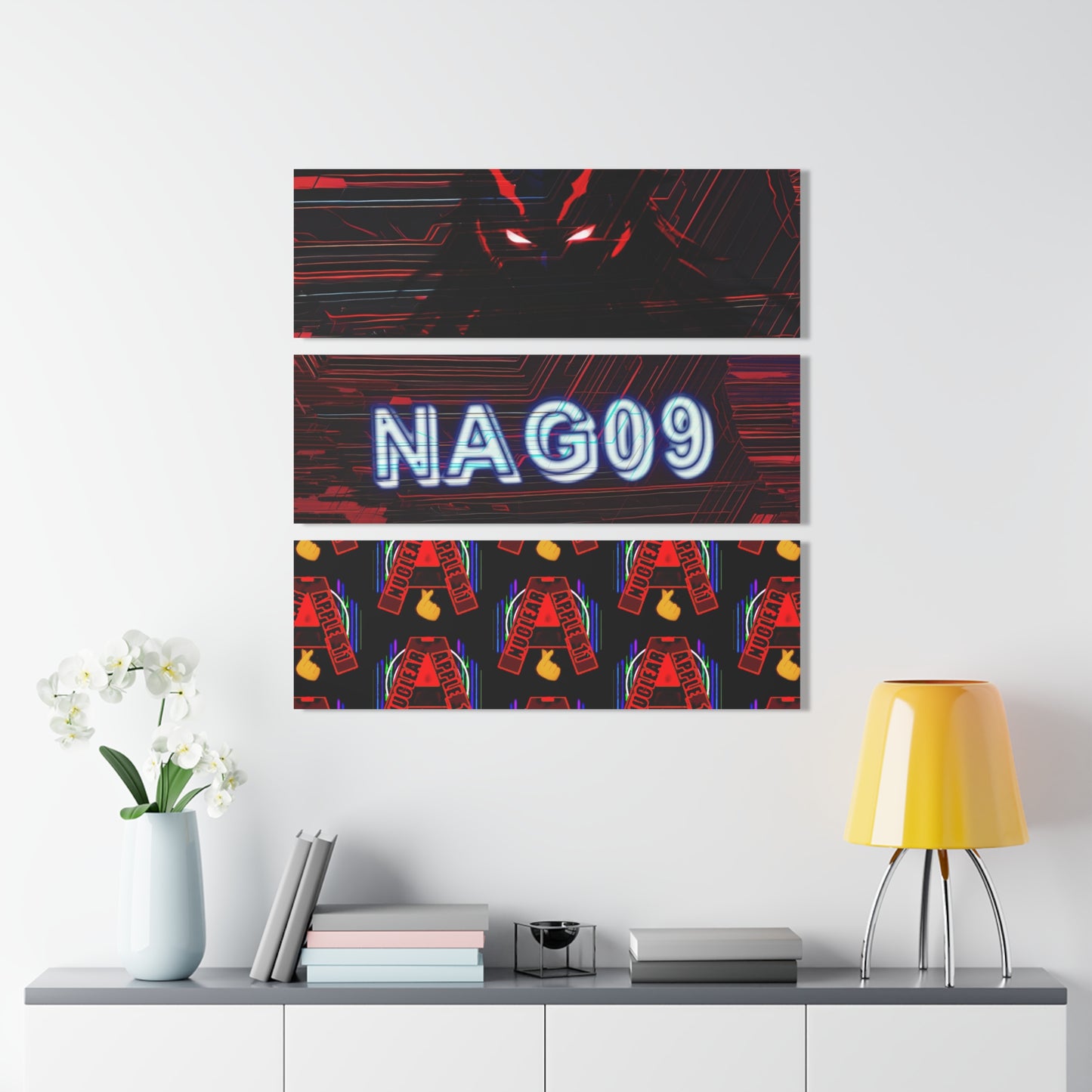 NAG09, Gh05t Dark Banner, N_A_11 DJ Logo Acrylic Prints (Triptych)