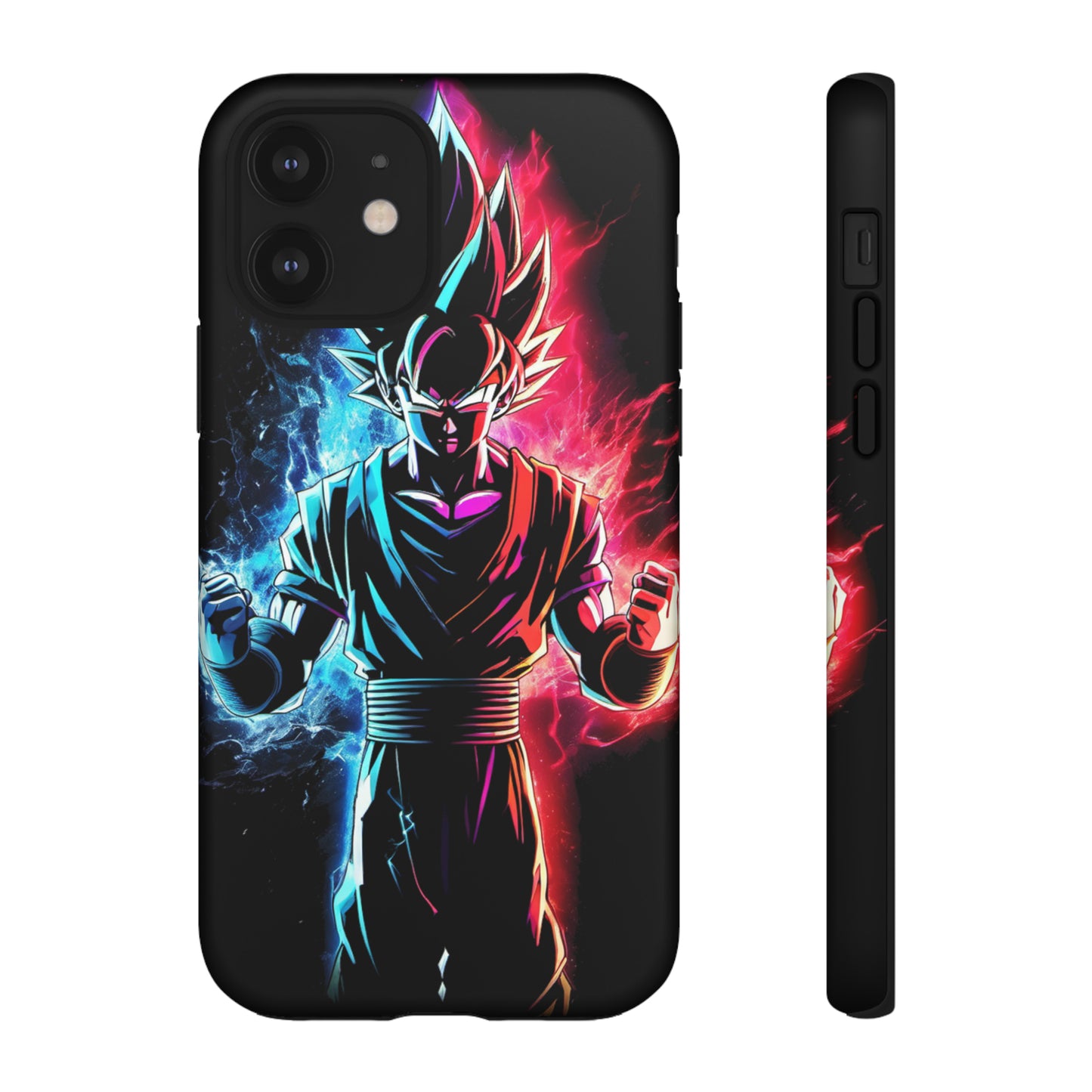 FANMADE Dragon Ball Z Goku Red/Blue Flame Phone Case [BLACK VERSION] (iPhone, Google Pixel, Samsung)