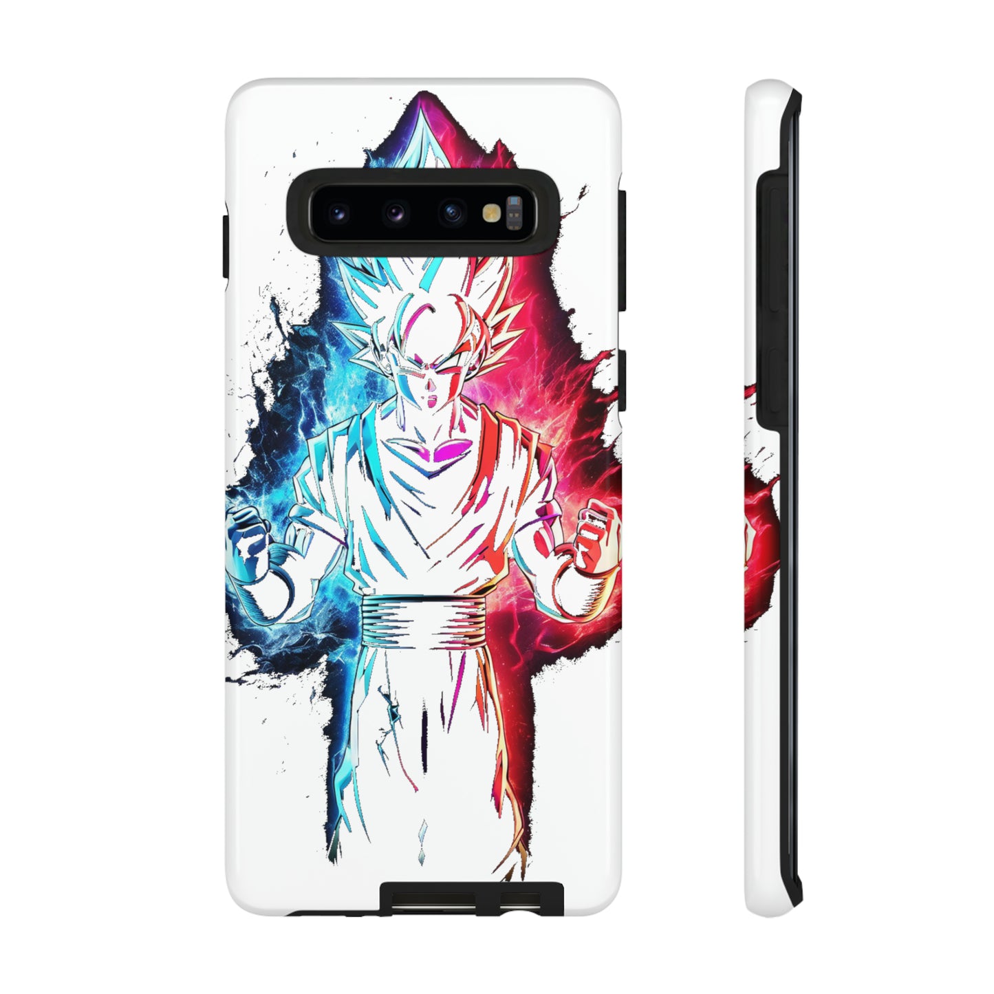 FANMADE Dragon Ball Z Goku Red/Blue Flame Phone Case [WHITE VERSION] (iPhone, Google Pixel, Samsung)