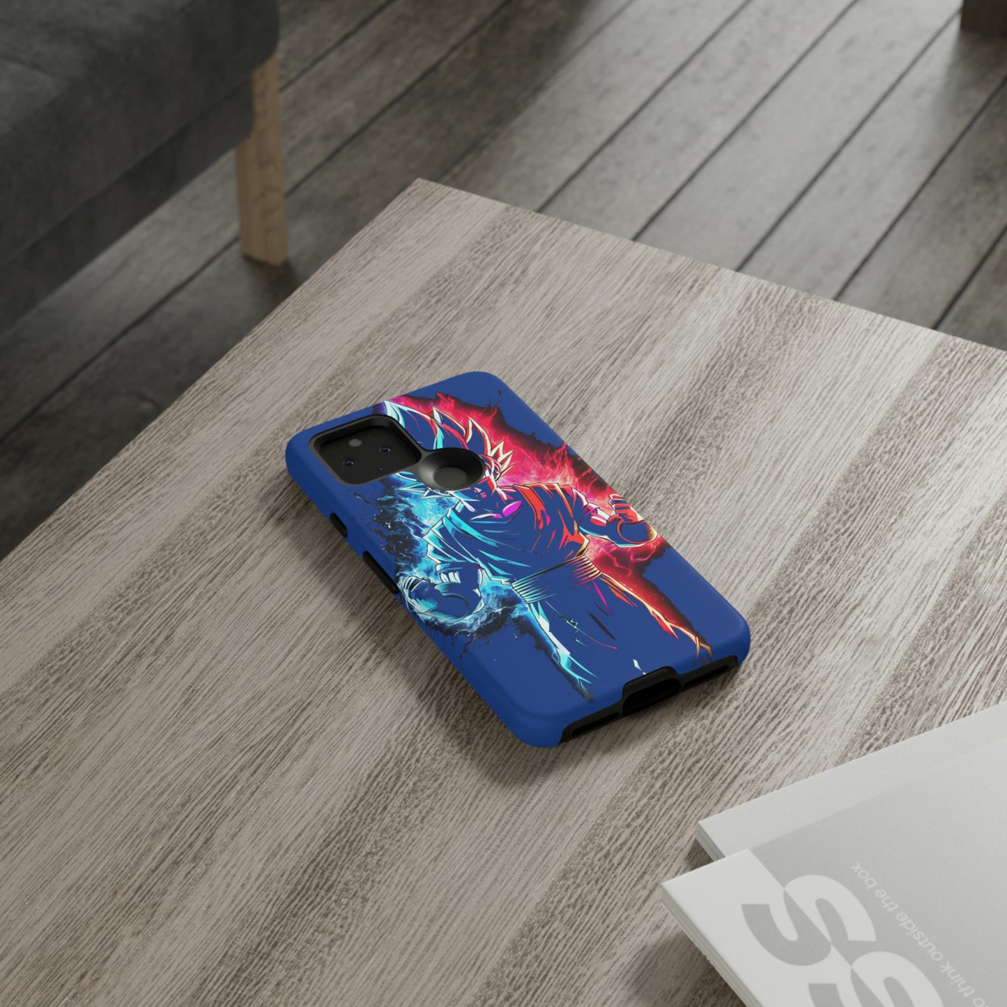 FANMADE Dragon Ball Z Goku Red/Blue Flame Phone Case [BLUE VERSION] (iPhone, Google Pixel, Samsung)